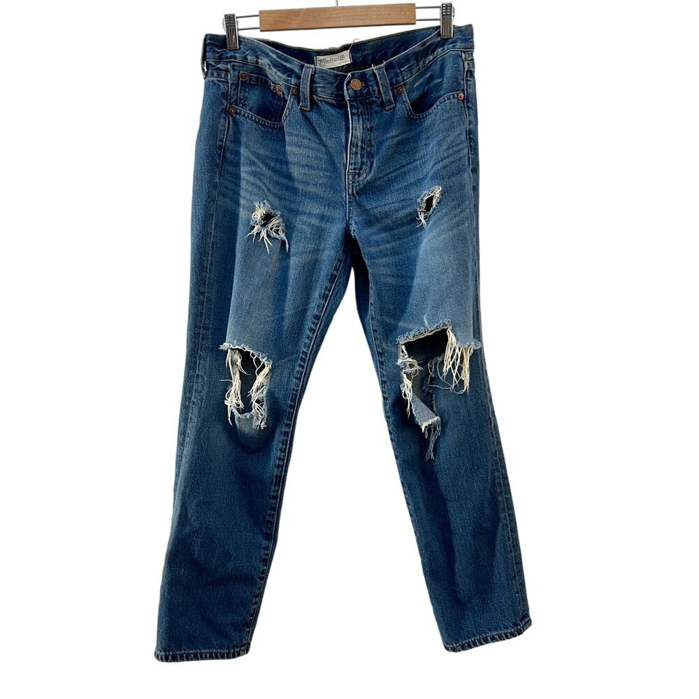 Madewell Boyjean Boy Jean Ripped Knee Edition Destroyed Distressed Size 28 Jeans